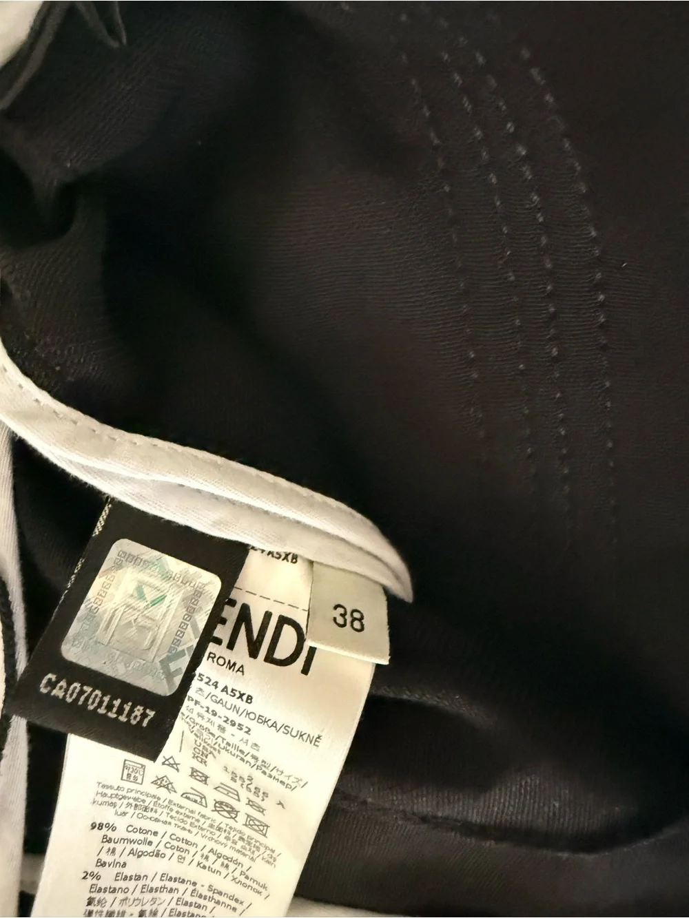 Fendi Black A-Line Logo Jacquard Skirt